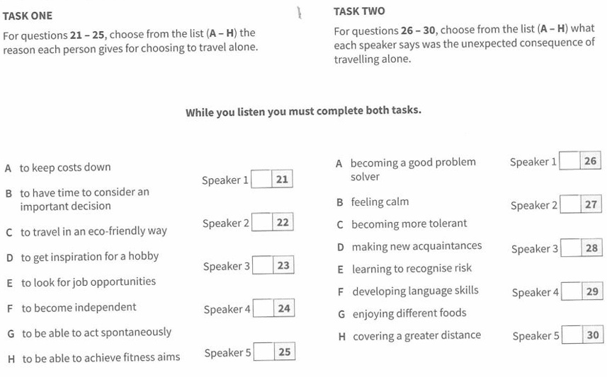 C1 Listening Part 4 question