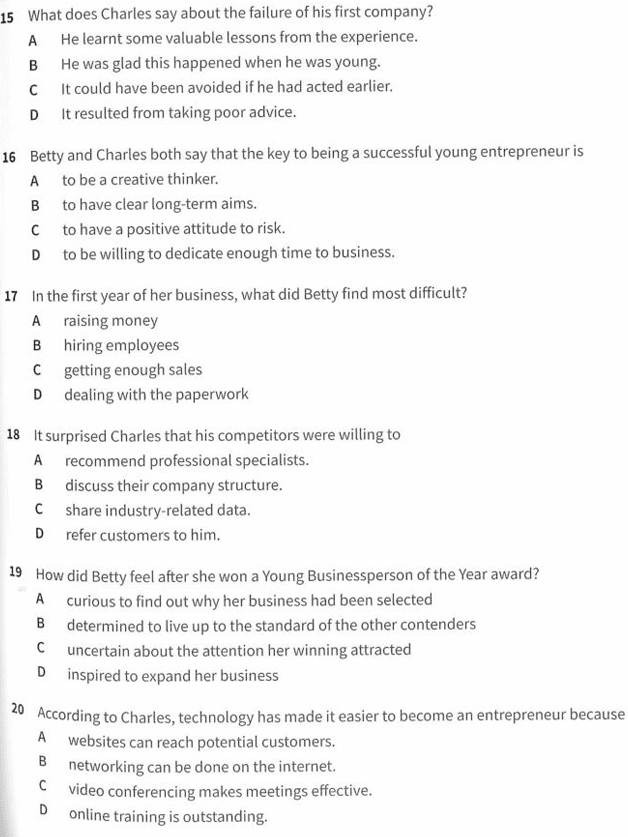 C1 Listening Part 3 question