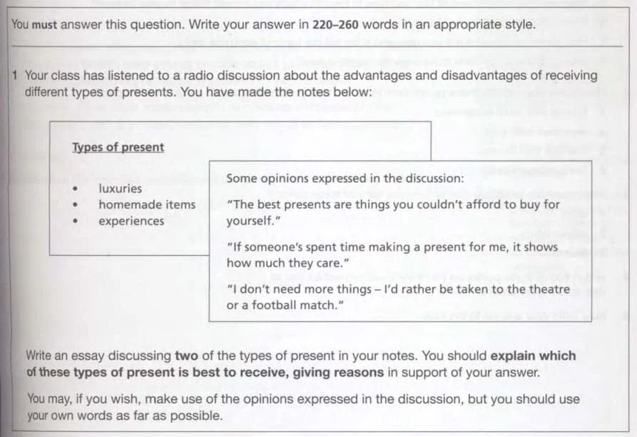 CAE essay C1 sample question