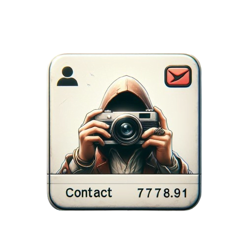 Man holding a camera in a 1:1 ratio frame similar to Instagram icon