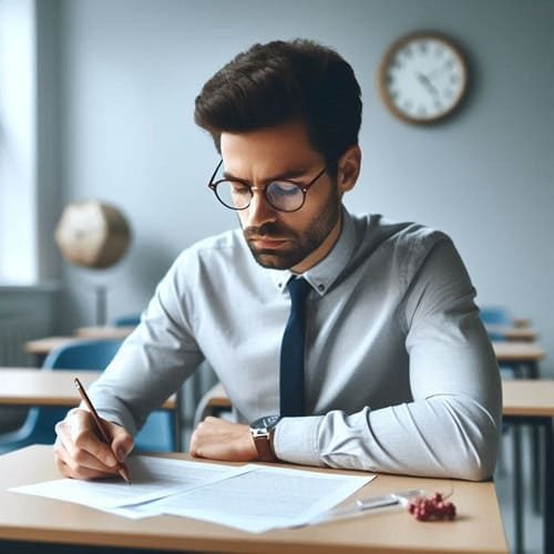 CAE reading part 2 featured image (1) Man taking the CAE reading and use of English exam
